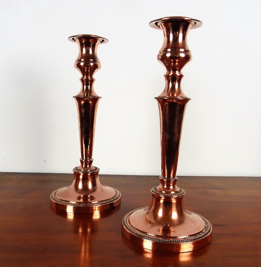 Pair of Antique Copper Candlesticks